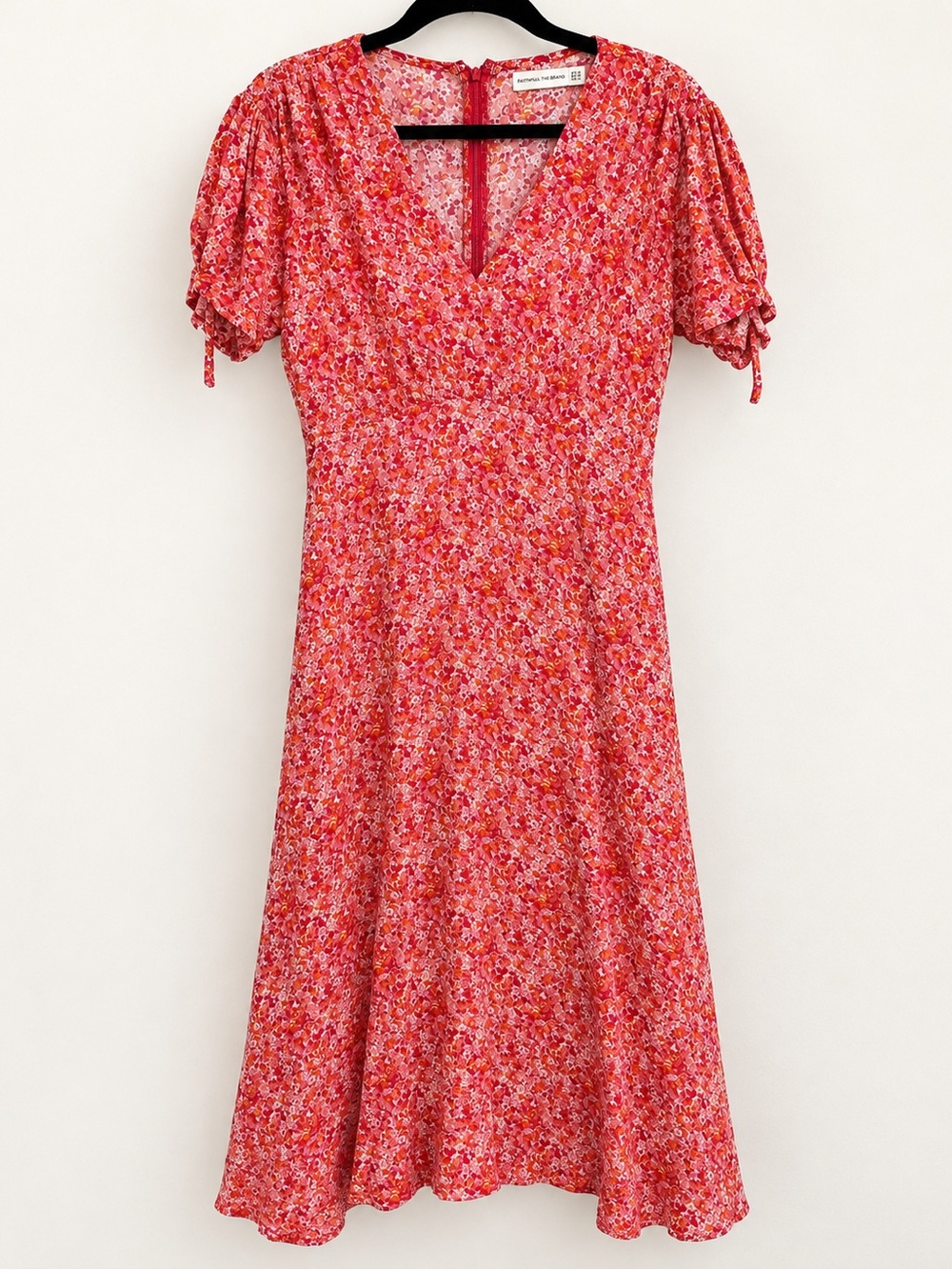 Faithfull the Brand Red Floral Midi Dress Size 10